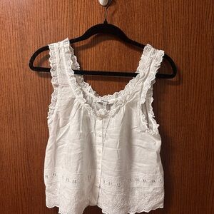 Madewell White Lace-Trim Button-Front Camisole
